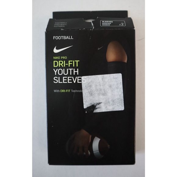 Nike Pro CW7207 010 Youth Sz O/S Black Dri-Fit Football Sleeves - Picture 1 of 7
